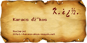 Karacs Ákos névjegykártya